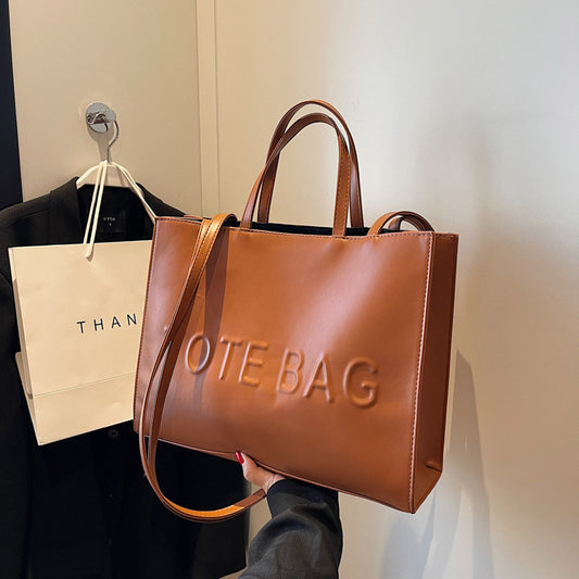 Women's Large Capacity Totes Simple Texture Portable Bags