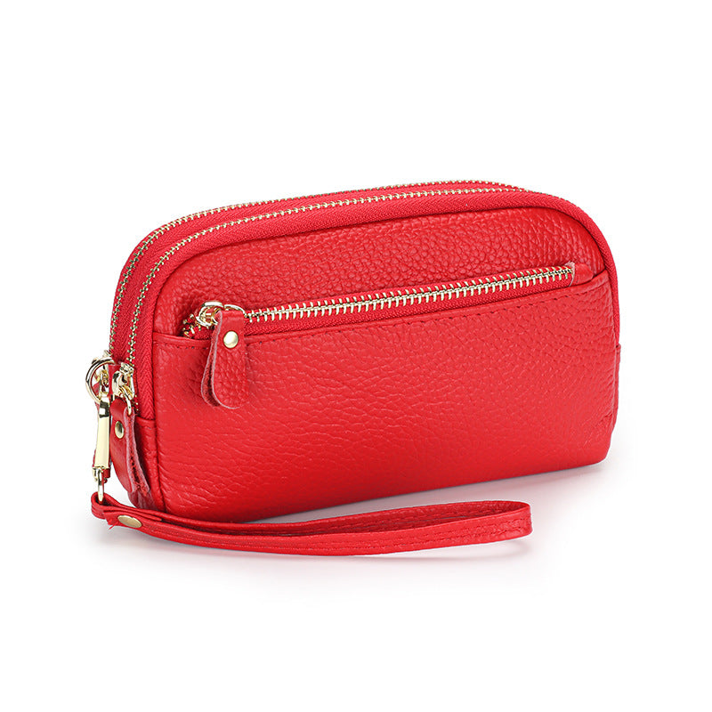 Women's Genuine Leather Chain First Layer Cowhide Large Women's Clutch
