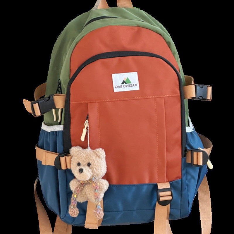Contrast Color Large Capacity Personalized University Style Primary School Bag