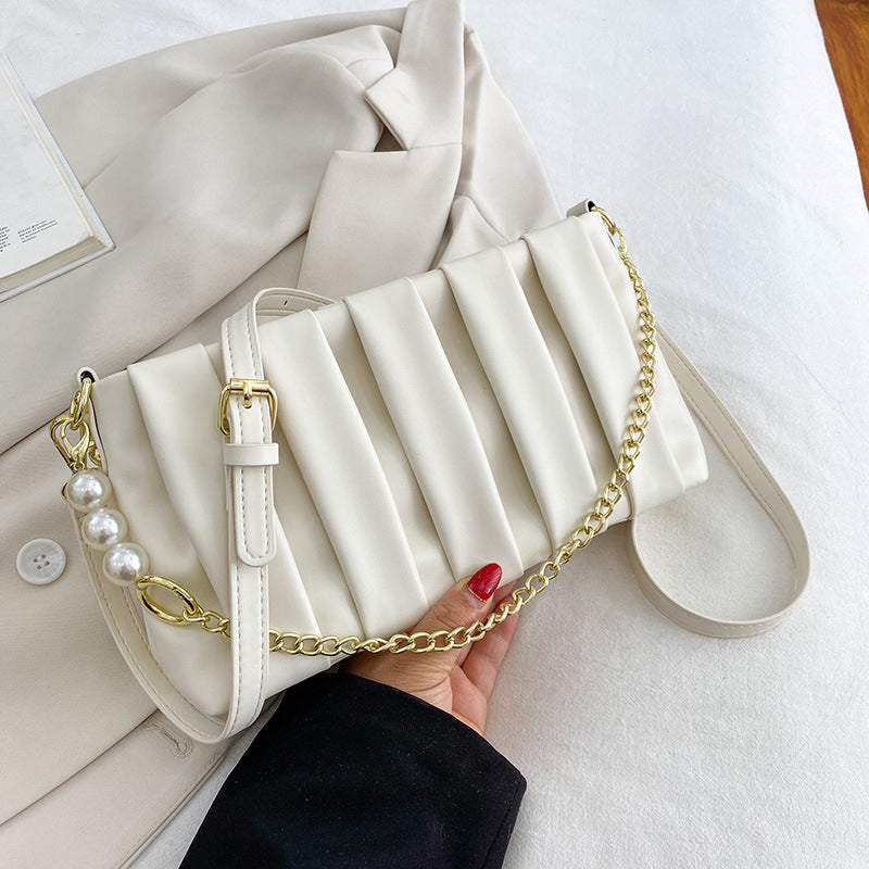 Women's Pleated Soft Leather Versatile Chain Cloud Women's Messenger Bag