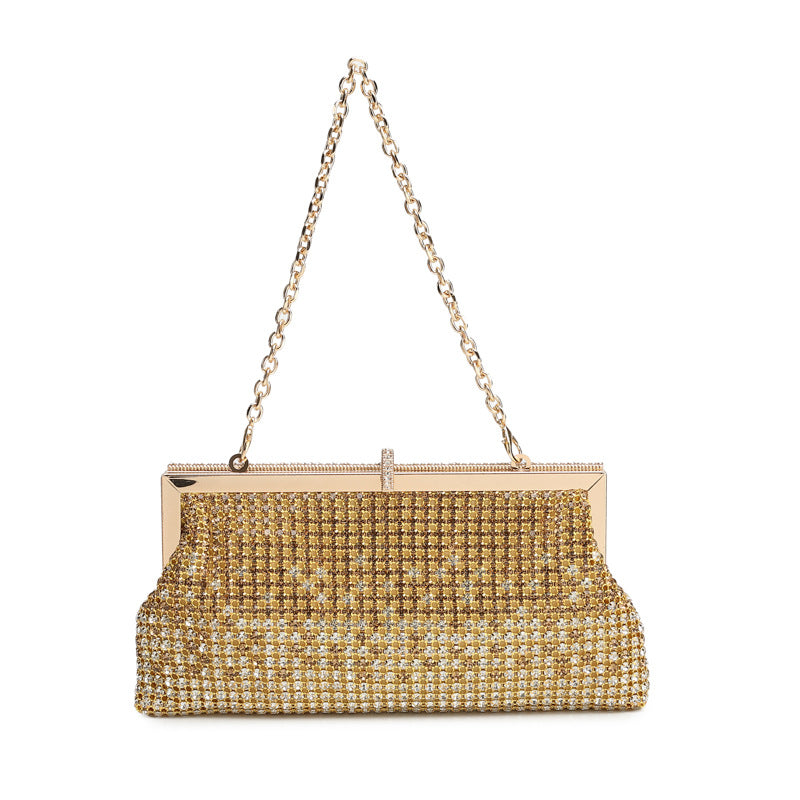 Women's Full Diamond Hand-held Handmade Rhinestone Clip Dinner Bag
