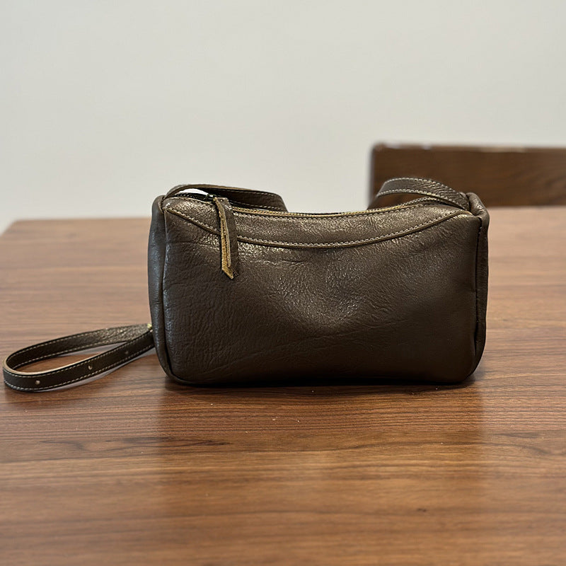 Women's Simple Brown Yellow First Layer Leather Genuine Women's Messenger Bag