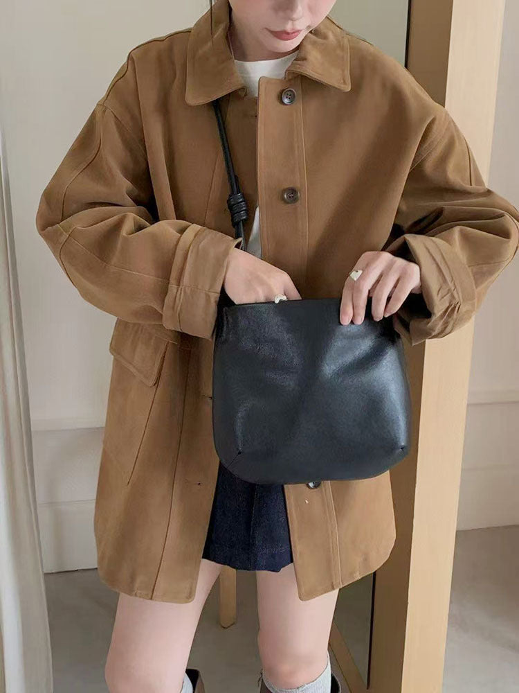 Layer Vegetable Tanning Leather High Sense Fashion Commuter Red Bags