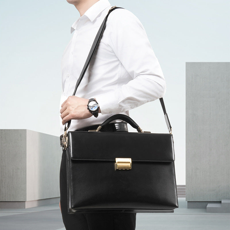 Men's Password Portable Business Genuine Leather Large Men's Briefcase