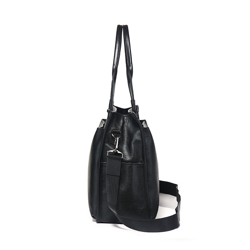 Men's Genuine Leather Vegetable Tanned Cowhide Large Capacity Handbags