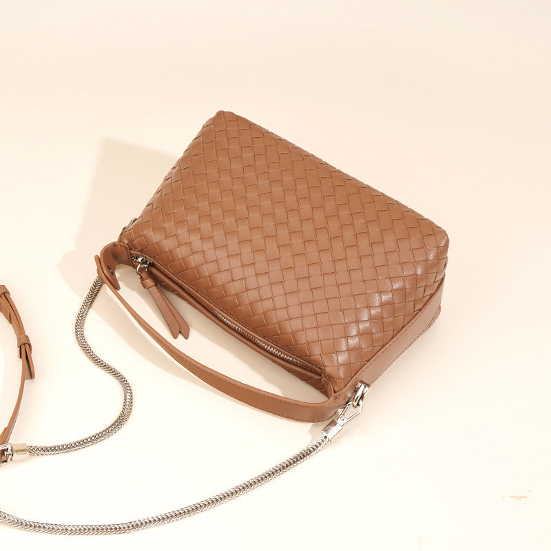 Women's Simple Fashion Portable Rhombus Leather Woven Women's Handbag