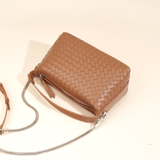 Women's Simple Fashion Portable Rhombus Leather Woven Women's Handbag
