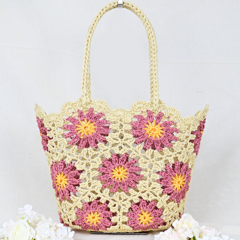 Women's Mini Oval Patchwork Hand-woven Crocheted Cotton Soft Women's Handbag