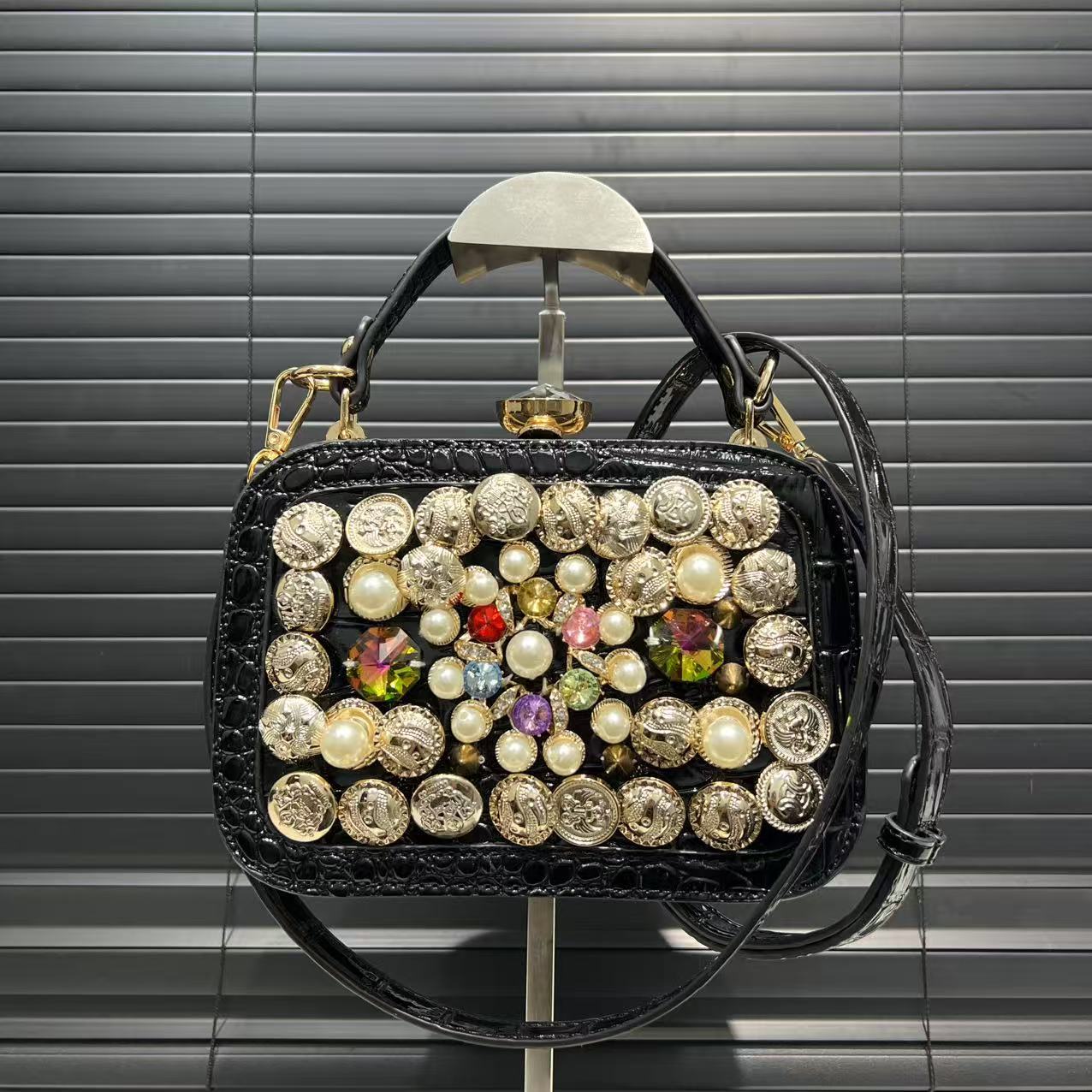 Women's Fashionable Elegant Pearl Diamond Decorations Dinner Women's Handbag