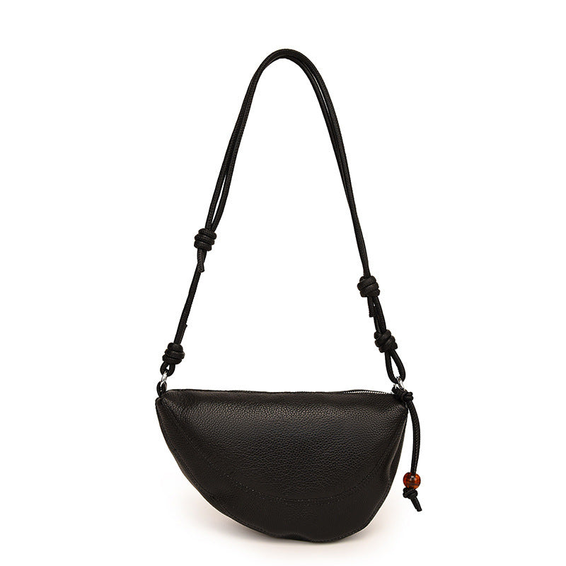 Women's Leather Croissant First Layer Cowhide Dumpling Bags