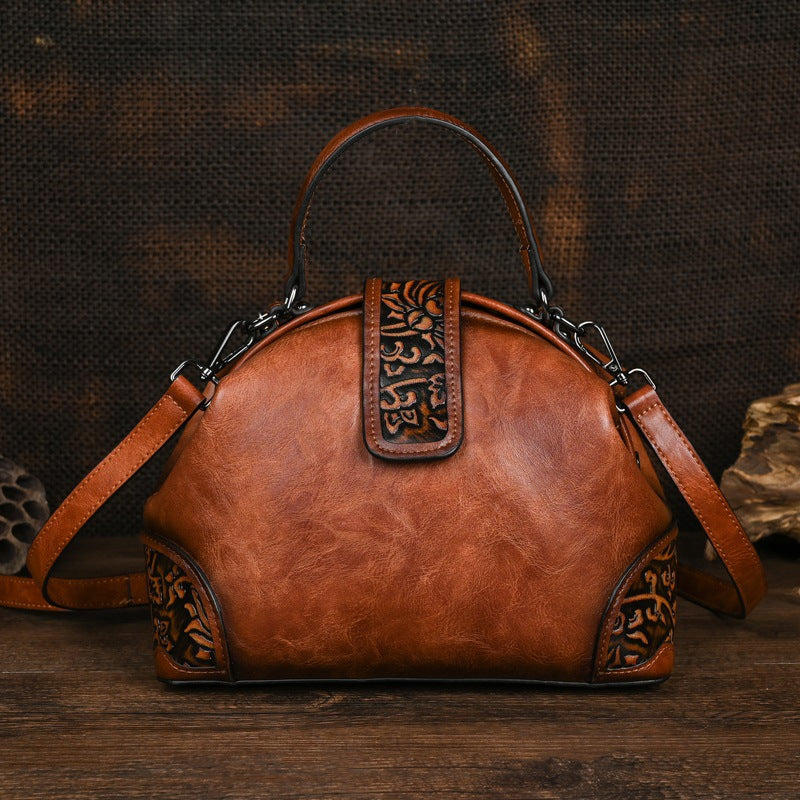 Women's Retro Simple Daily Matching Embossed Hand-rub Women's Shoulder Bag