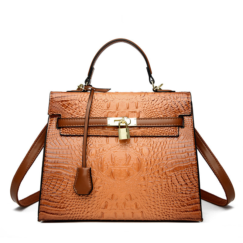 Women's Crocodile Pattern Platinum Fashion Kelly Handbags