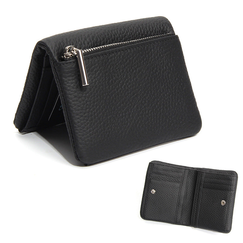Women's & Men's First Layer Cowhide Leather Short Niche Lightweight Large Capacity Men's Wallets