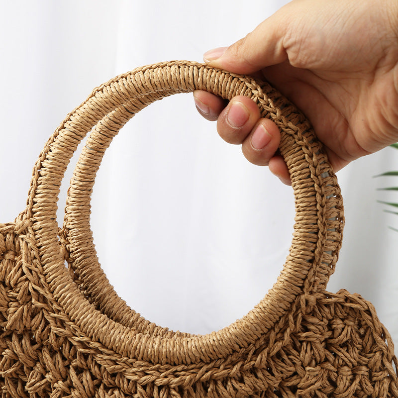 Women's Hand Carrying Straw Hand-woven Large Capacity Vacation Style Handbags