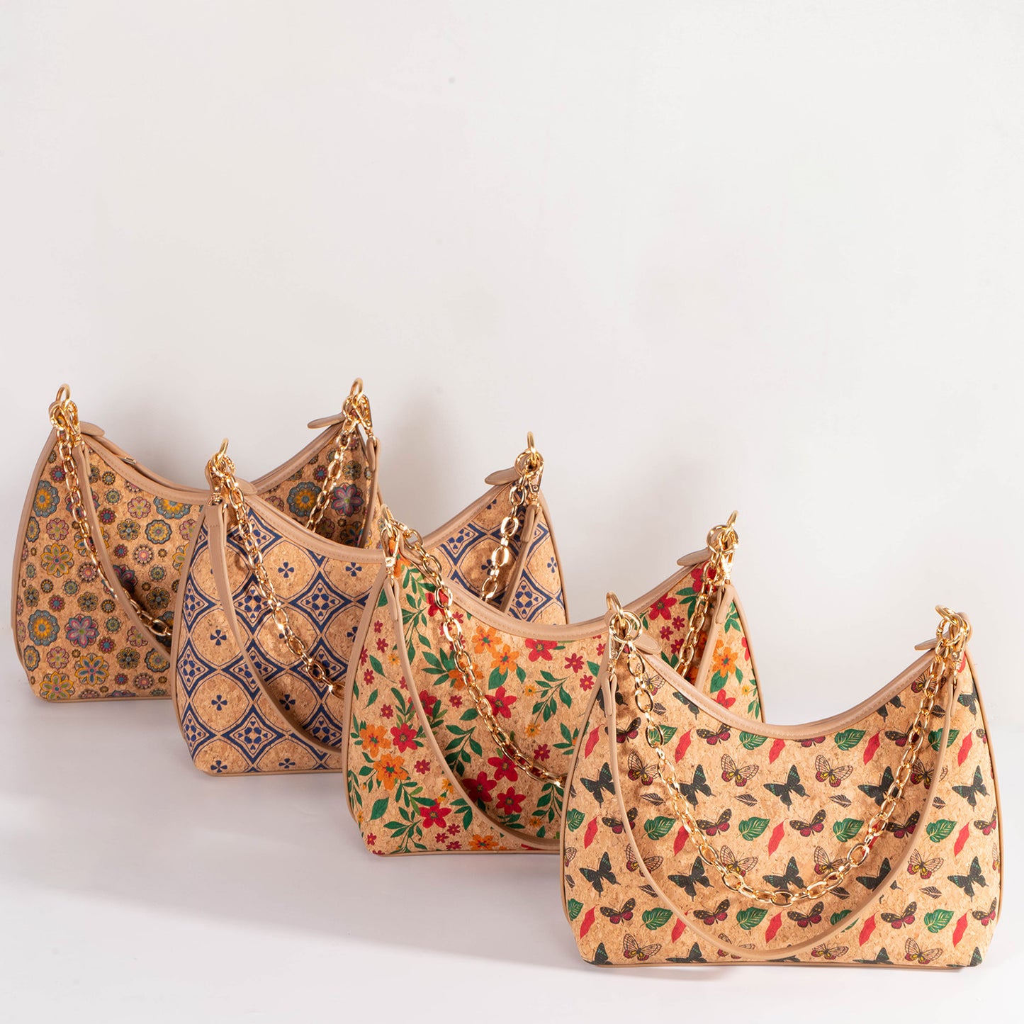 Retro Ethnic Style Cork Wooden Lining Outer Crescent Handbags