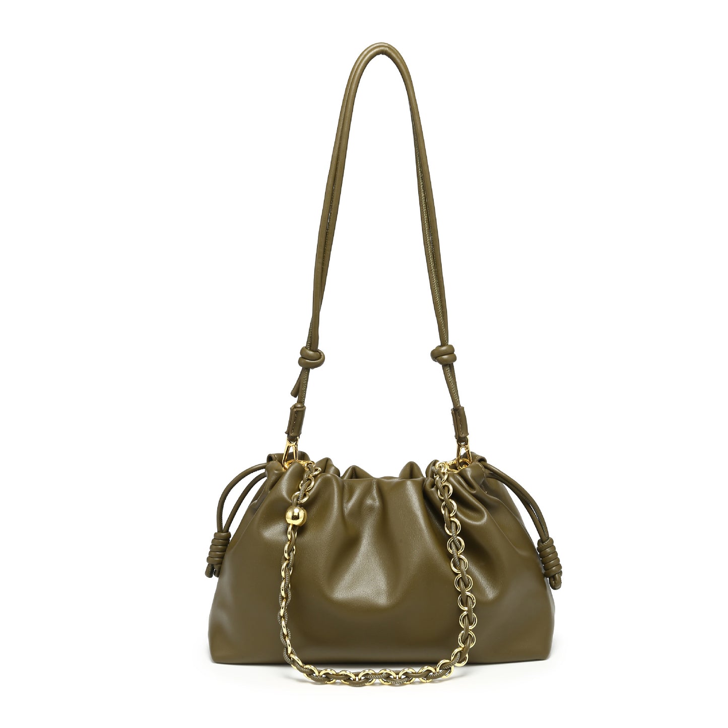 Lucky Pleated Drawstring Dumpling Shape Chain Women's Shoulder Bag