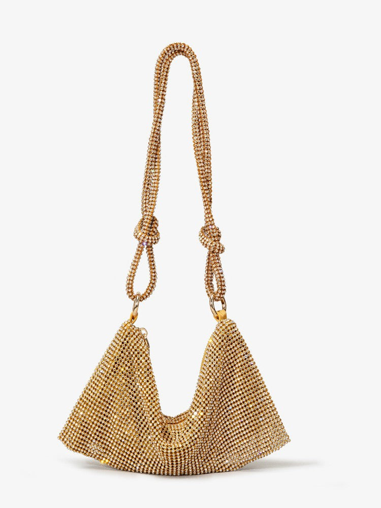 Studded Hand Crystal Metal Sequins Full Rhinestone Dumpling Underarm High Women's Handbag