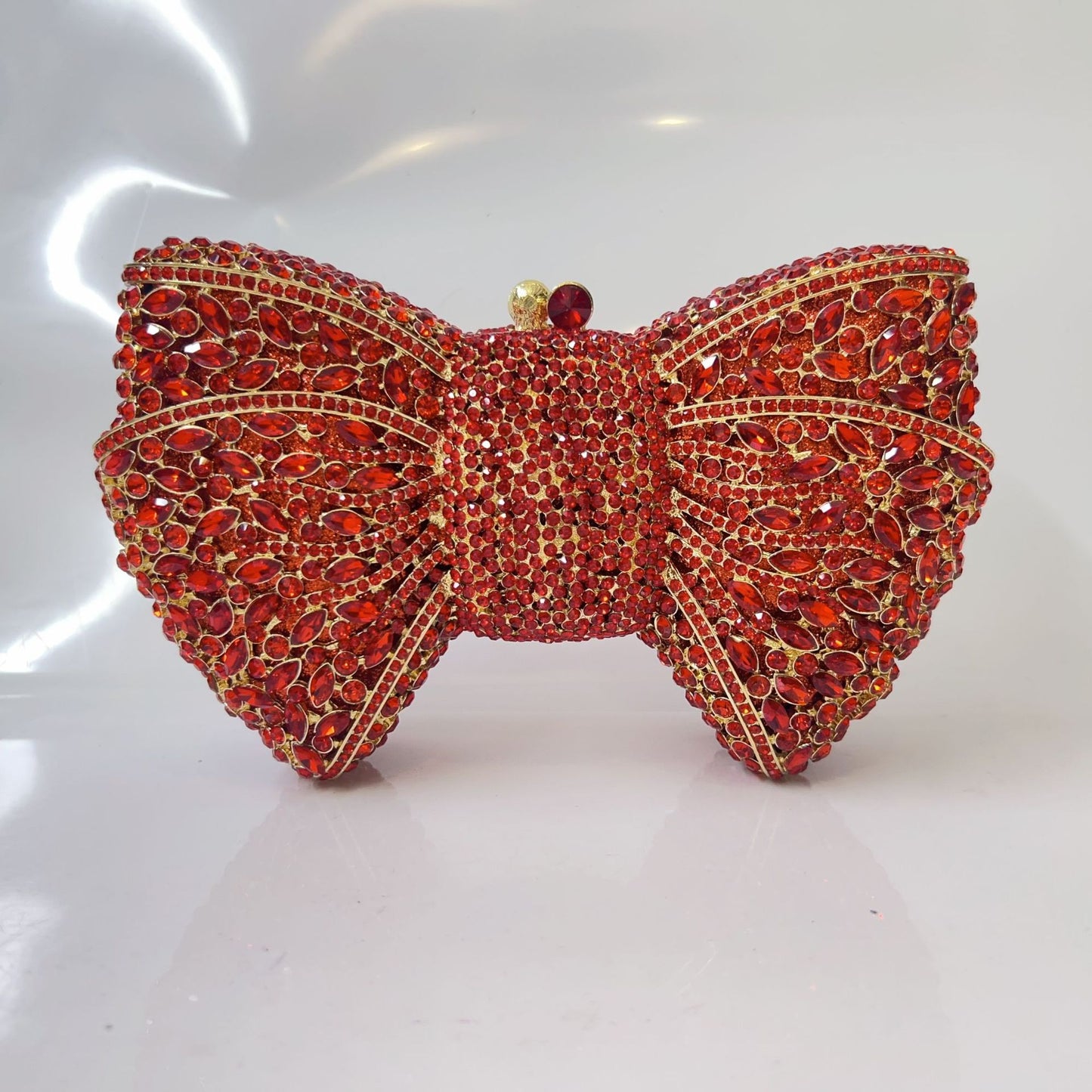 Women's Bow Diamond Hollow Full Clutch Banquet Evening Bags