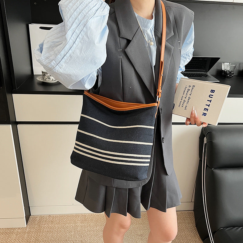 Stripe Trendy Female Lightweight Simple Fashion Women's Shoulder Bag