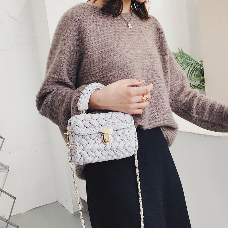 Women's No Fashion Commuter Woven Material Hand-woven Small Square Bag