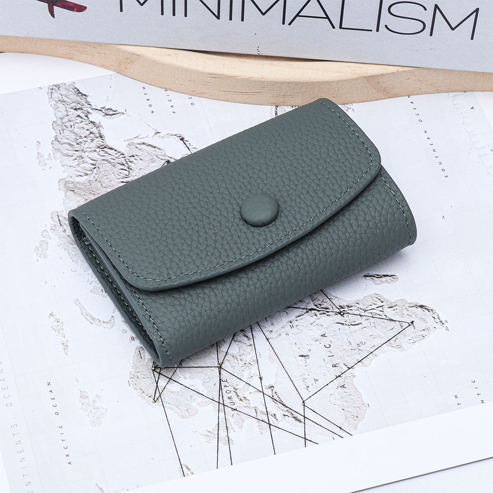 Women's Layer Cowhide Mini Folding Change Certificate Storage Leather Ladies Wallet