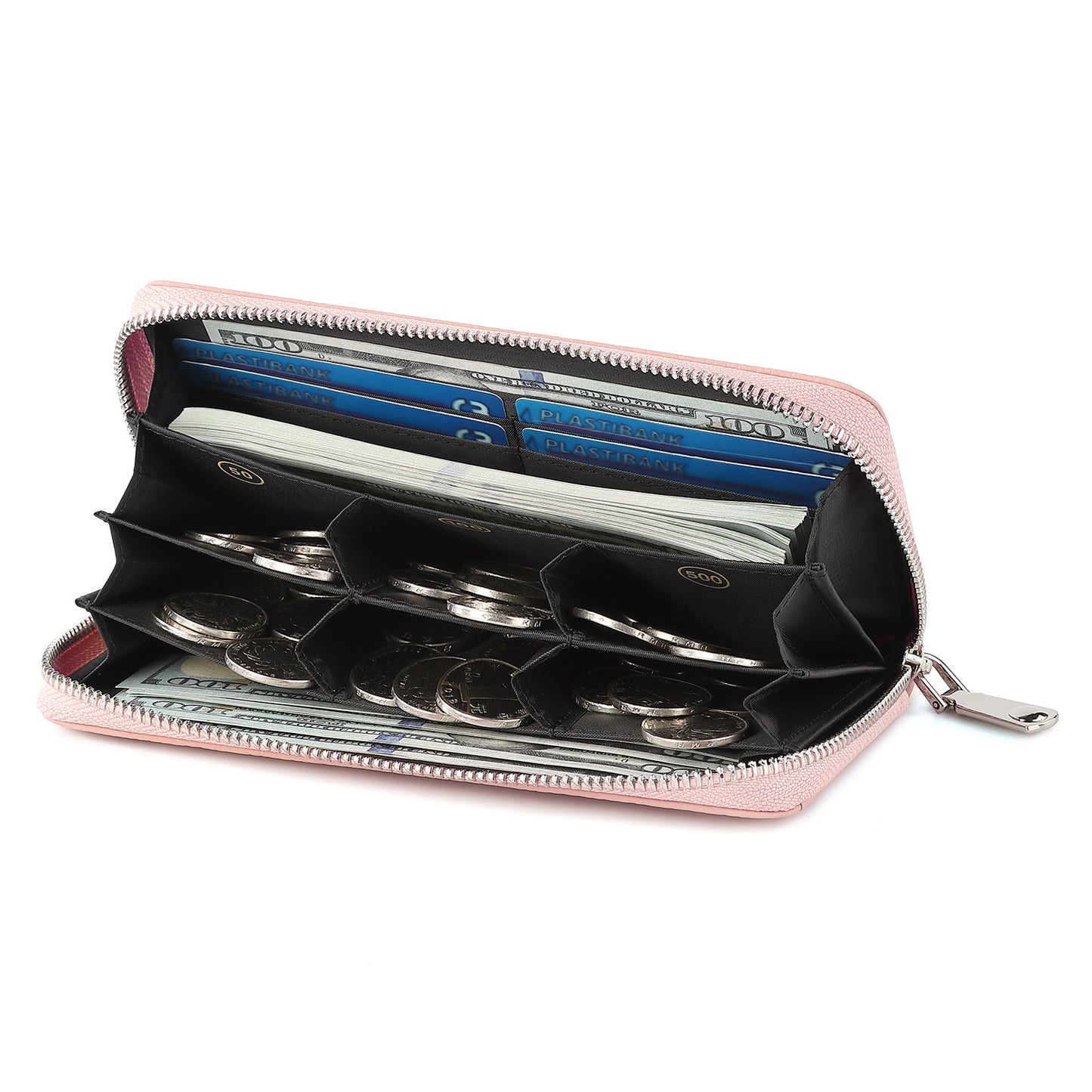 Women's Multifunctional Rfid Blocking Zip Organ Credit Women's Clutch