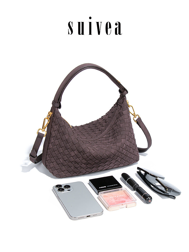 Suede Hand-woven Retro Fashion Underarm Large Women's Messenger Bag