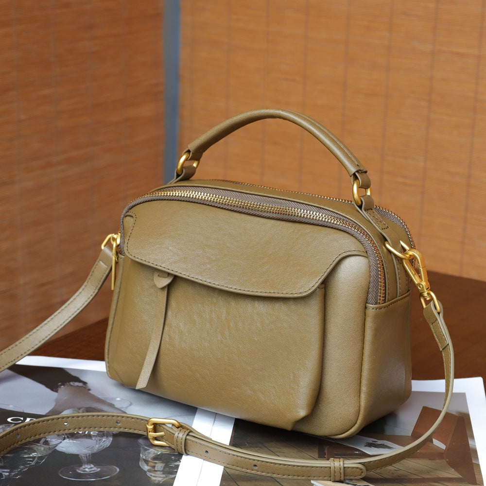 Women's Boston Vintage Top Layer Crystal Vegetable Women's Messenger Bag