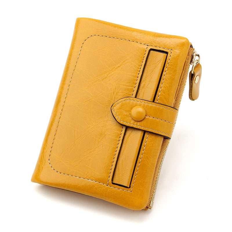 Women's Layer Oil Wax Cowhide Genuine Leather Retro Large Capacity Multiple Ladies Wallet