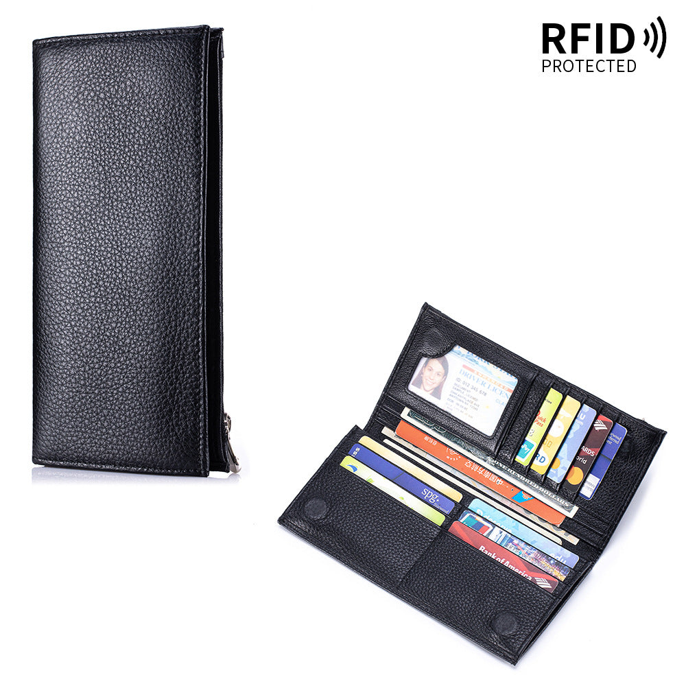 Leather For Man Long Simple Zipper Men's Wallet