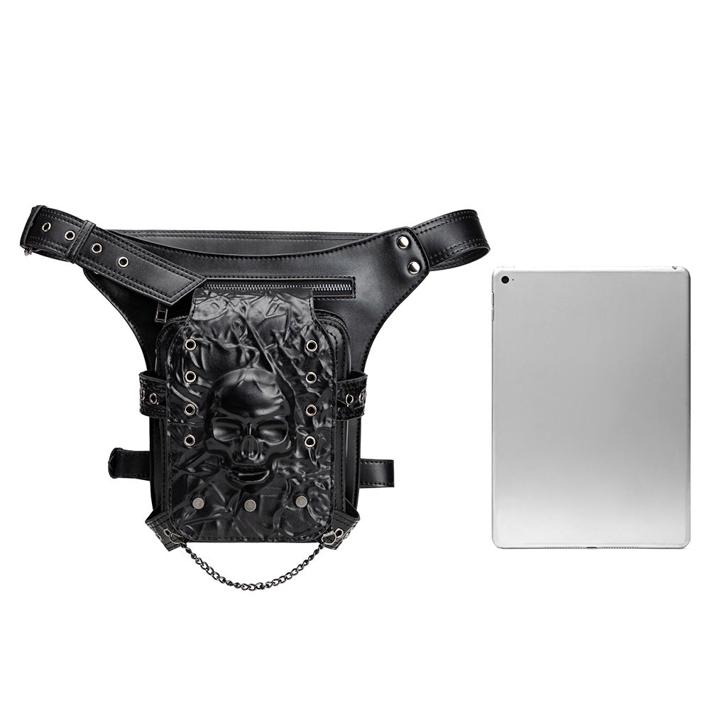 Men's Dark Goth Style Skull Embossed Niche Men's Fanny Pack