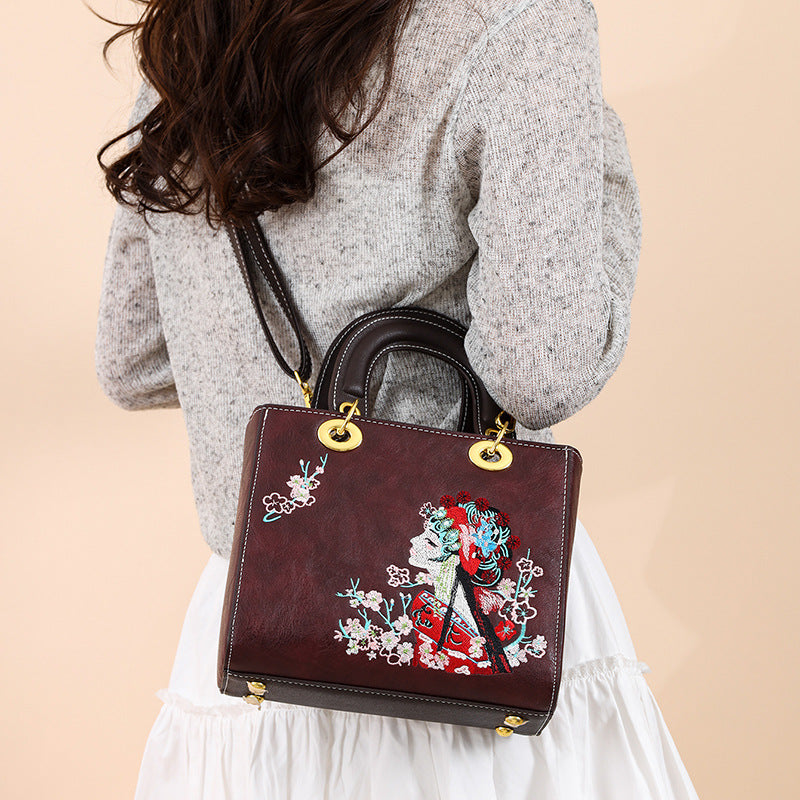 Women's Style Texture Dan Embroidered Leisure Commute Large Tote Bags