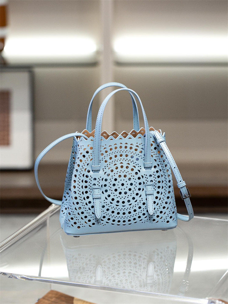 French Minority Top Layer Cattlehide Leather Women's Shoulder Bag