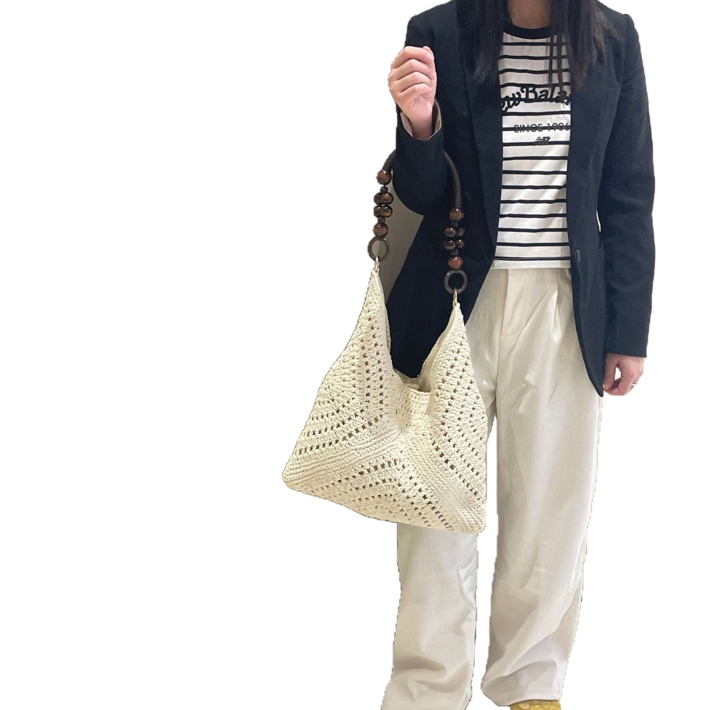 Women's Cotton Crocheted Summer Seaside Vacation Beach Woven Artistic Women's Shoulder Bag