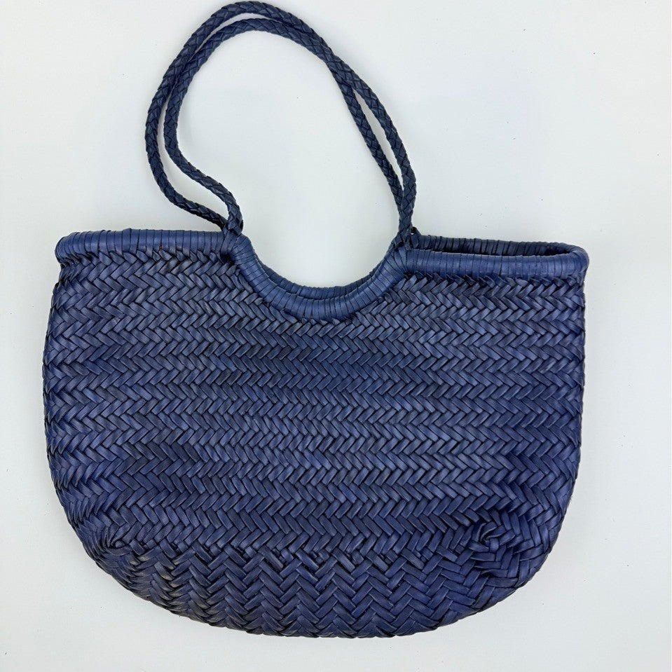 Women's First Layer Cowhide Curved Woven Genuine Leather French Vegetable Women's Shoulder Bag