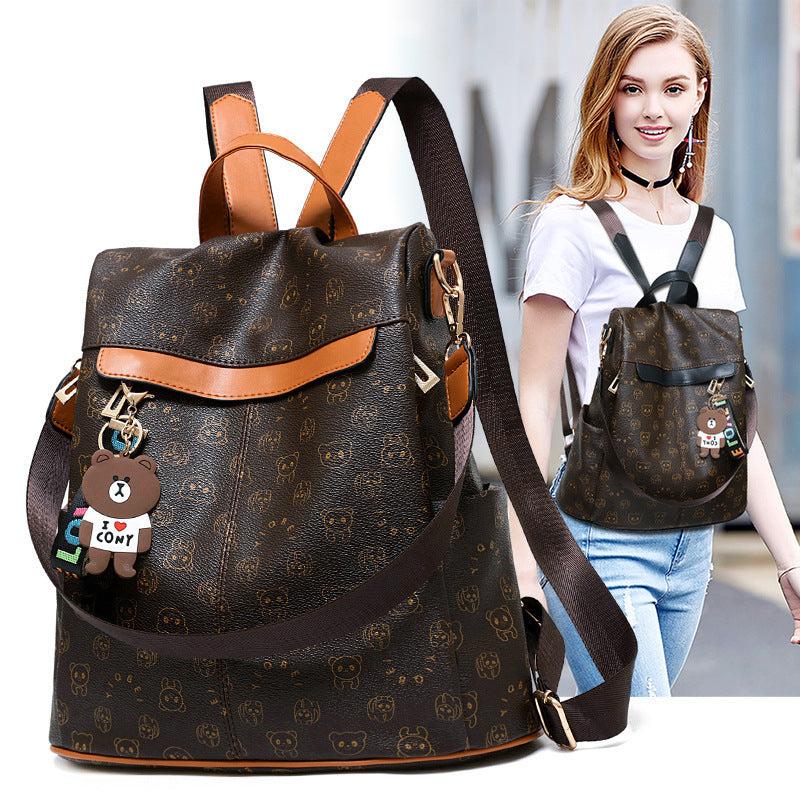 Women's Korean Style Fashionable Soft Leather Personalized Backpacks