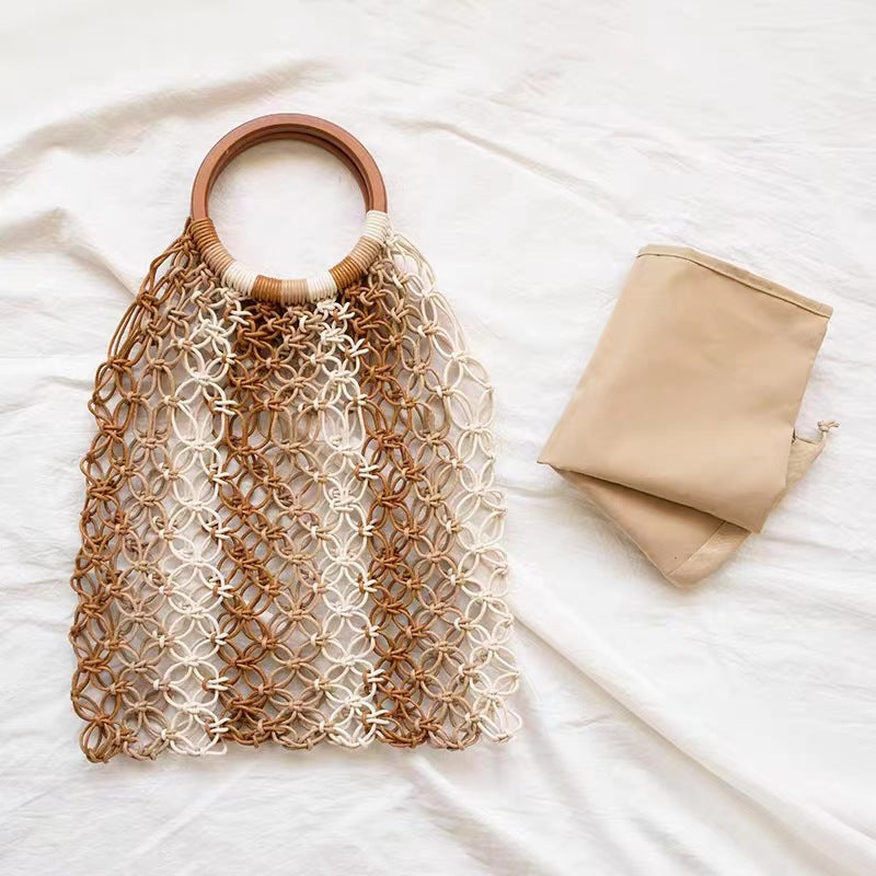 Round Wax Rope Hand-woven Hand Series Women's Handbag