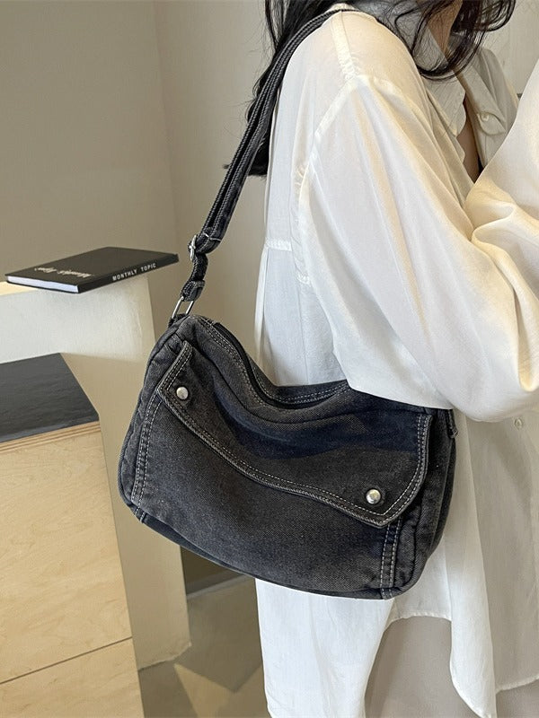 Niche Geometric Denim Pillow Retro Fashion Women's Messenger Bag
