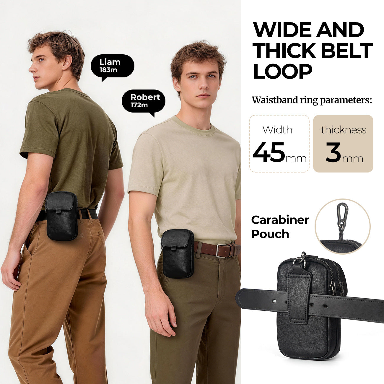 Men's Pocket First Layer Cowhide Hanging Vertical Men's Fanny Pack