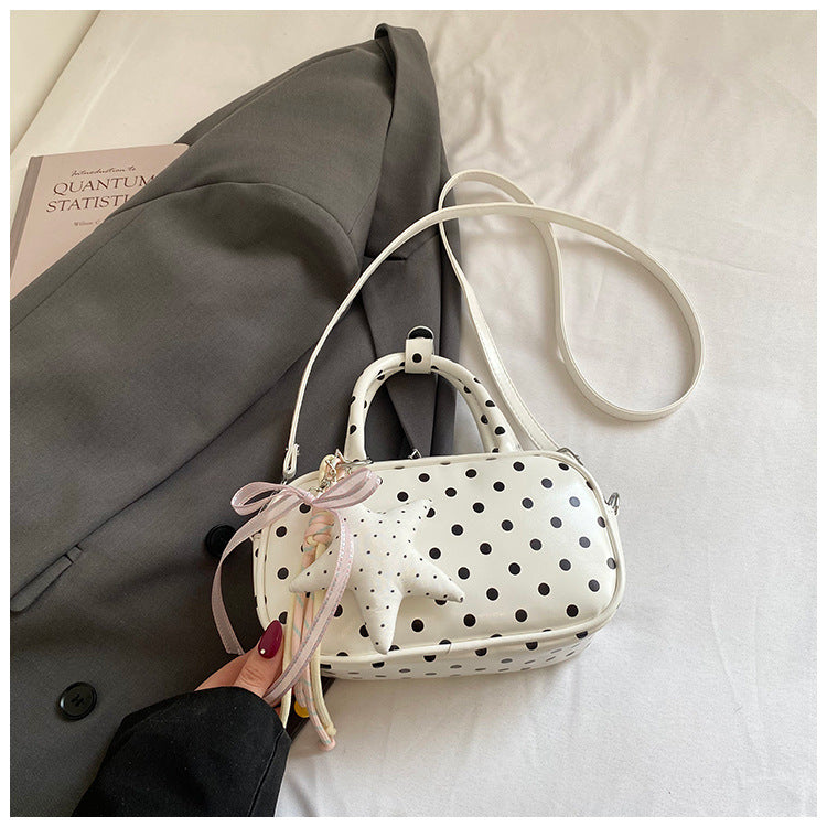 Korean Style Niche Sweet Bow Polka Dot Light Luxury Small Square Bag