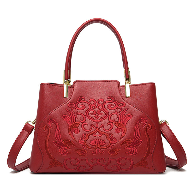 Chinese Style Embroidery Wedding Festive Red Bridal Fashion Mother-in-law Large Handbags