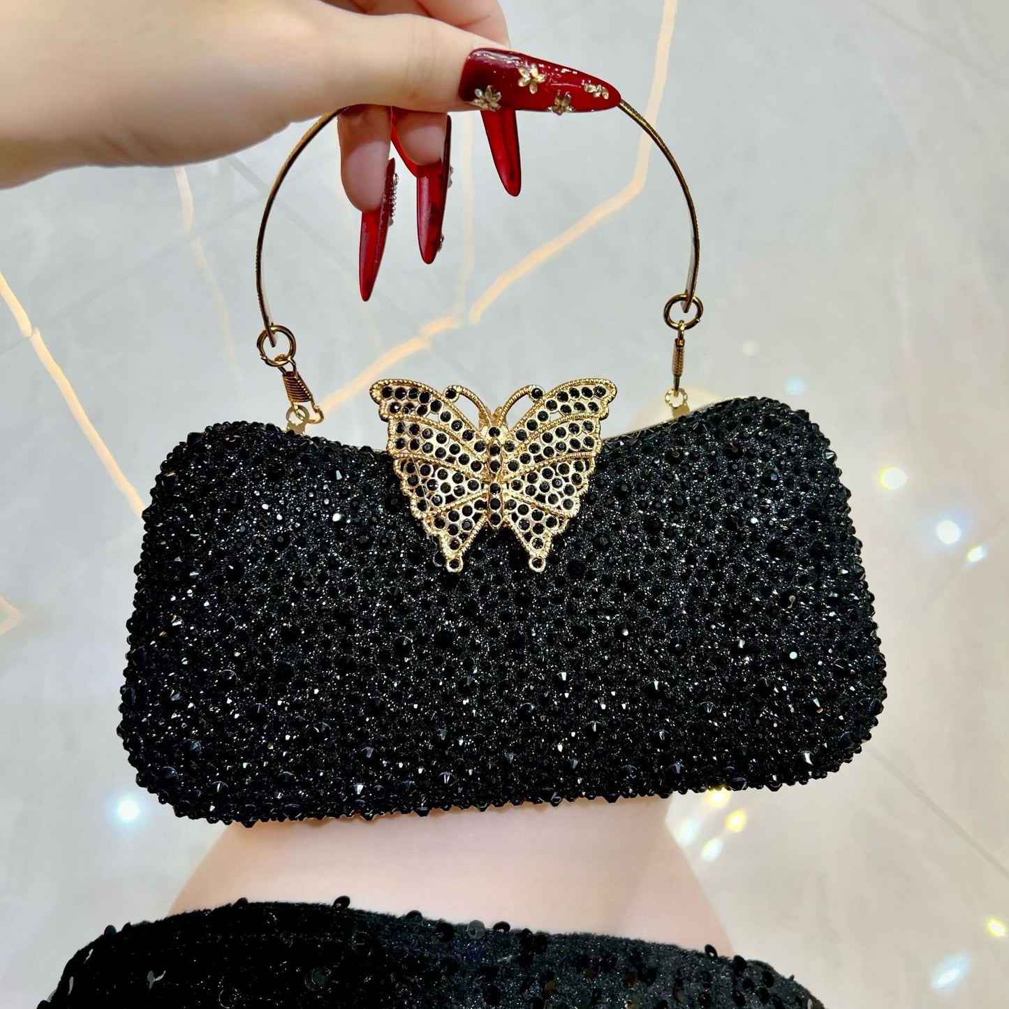 Women's Elegant Diamond Fashion Clutch Exquisite Chain Dinner Bag