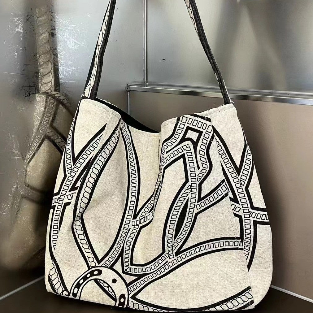 Women's Design Totem Large Capacity Cotton Linen Women's Shoulder Bag