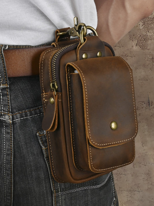 Leather First Layer Cowhide Wear Hanging Phone Bags