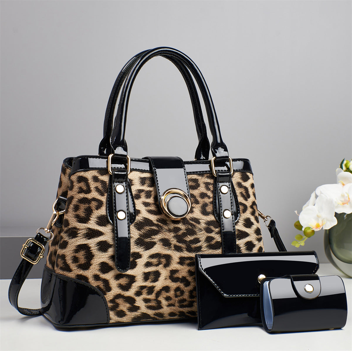Women's Contrast Color Leopard Print Fashion Retro Bucket Bags