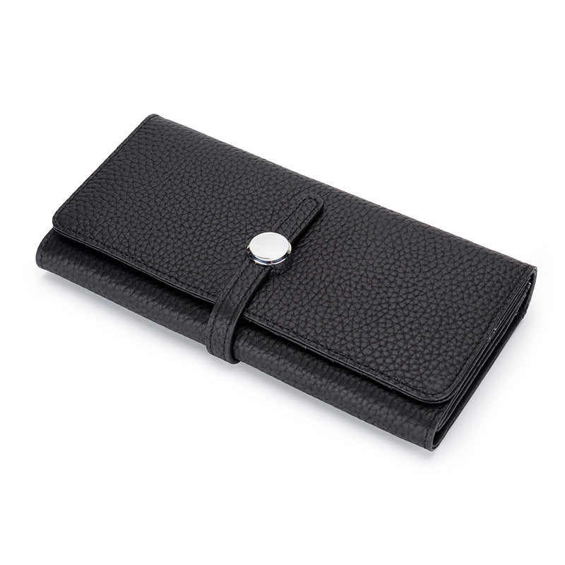 Women's Genuine Leather Folding Large Capacity Soft Cowhide Ladies Wallet