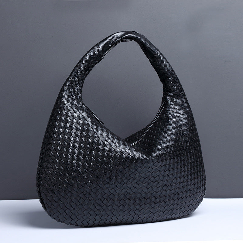 Fashion French Woven Leather Simple Atmospheric Crescent Underarm Shoulder Bags