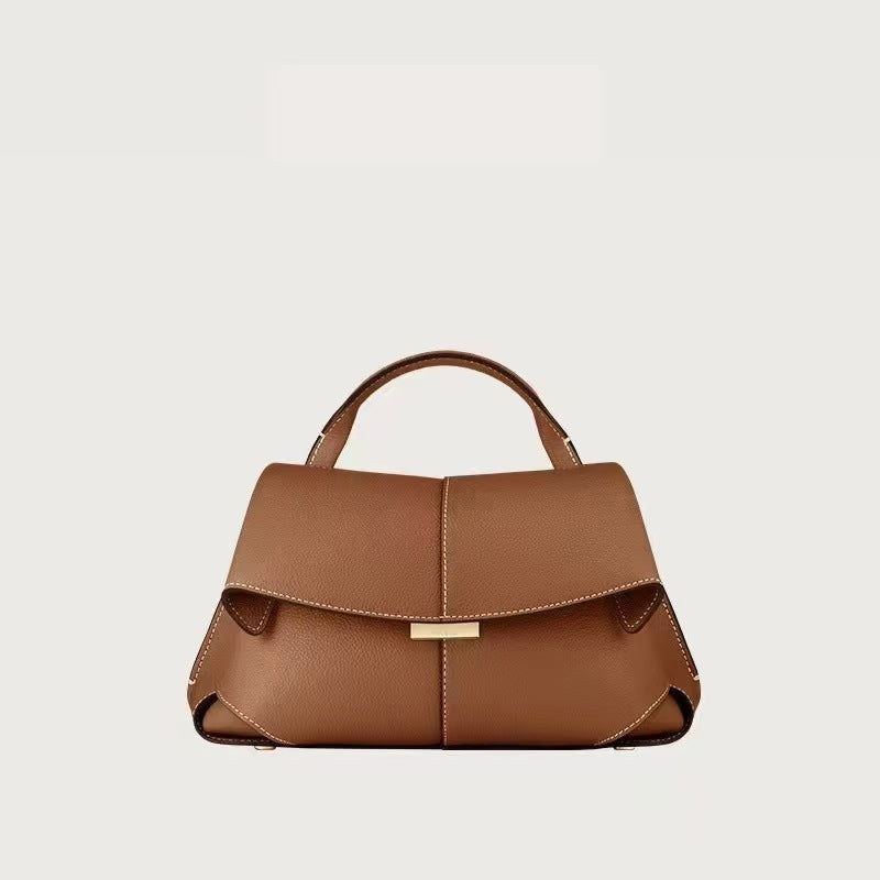 Women's Genuine Leather French Design Fashion Pleated Smile Women's Clutch