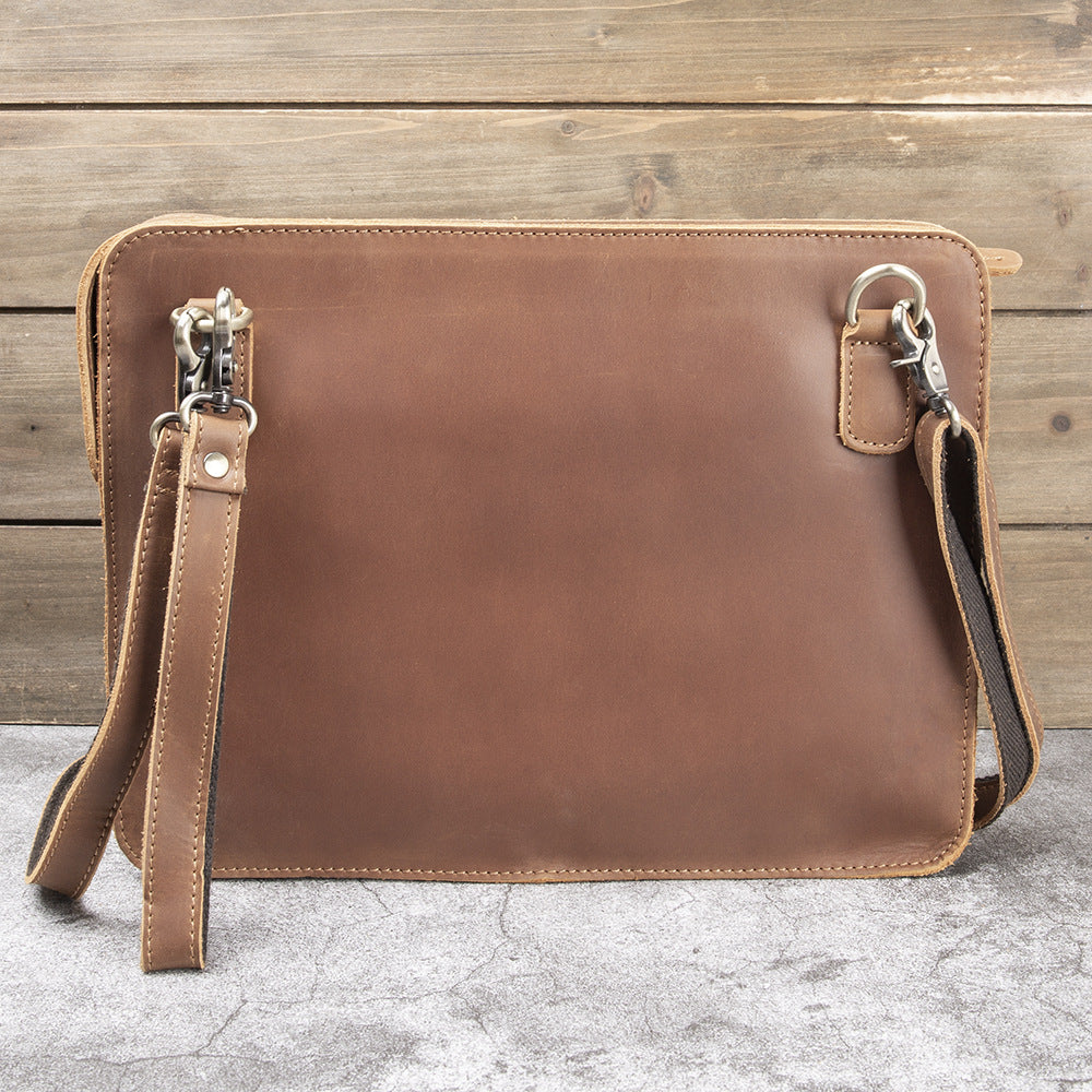 Men's Business Envelope Wrist First Layer Cowhide Shoulder Bags