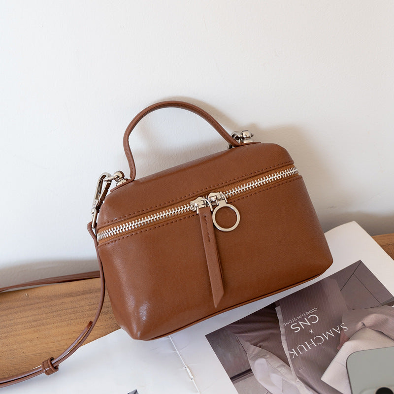 Vegetable Tanning Leather Box Female Niche Women's Messenger Bag